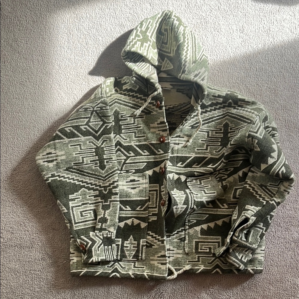 100%  Vintage Wool hooded coat